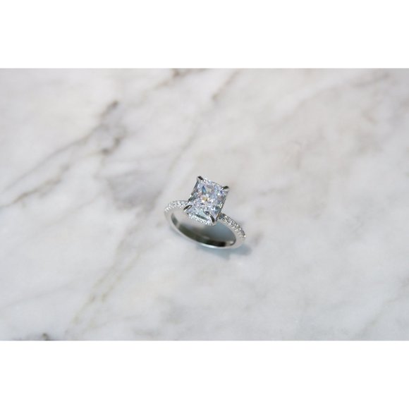 Radiant Cut Engagement Ring, 3 CT Radiant Cut Wedding Ring - Picture 4 of 9